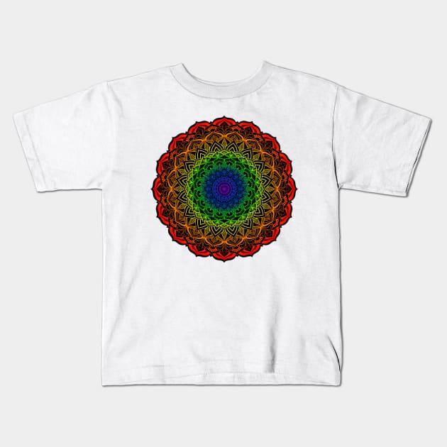 Rainbow Pride Mandala Kids T-Shirt by JustGottaDraw